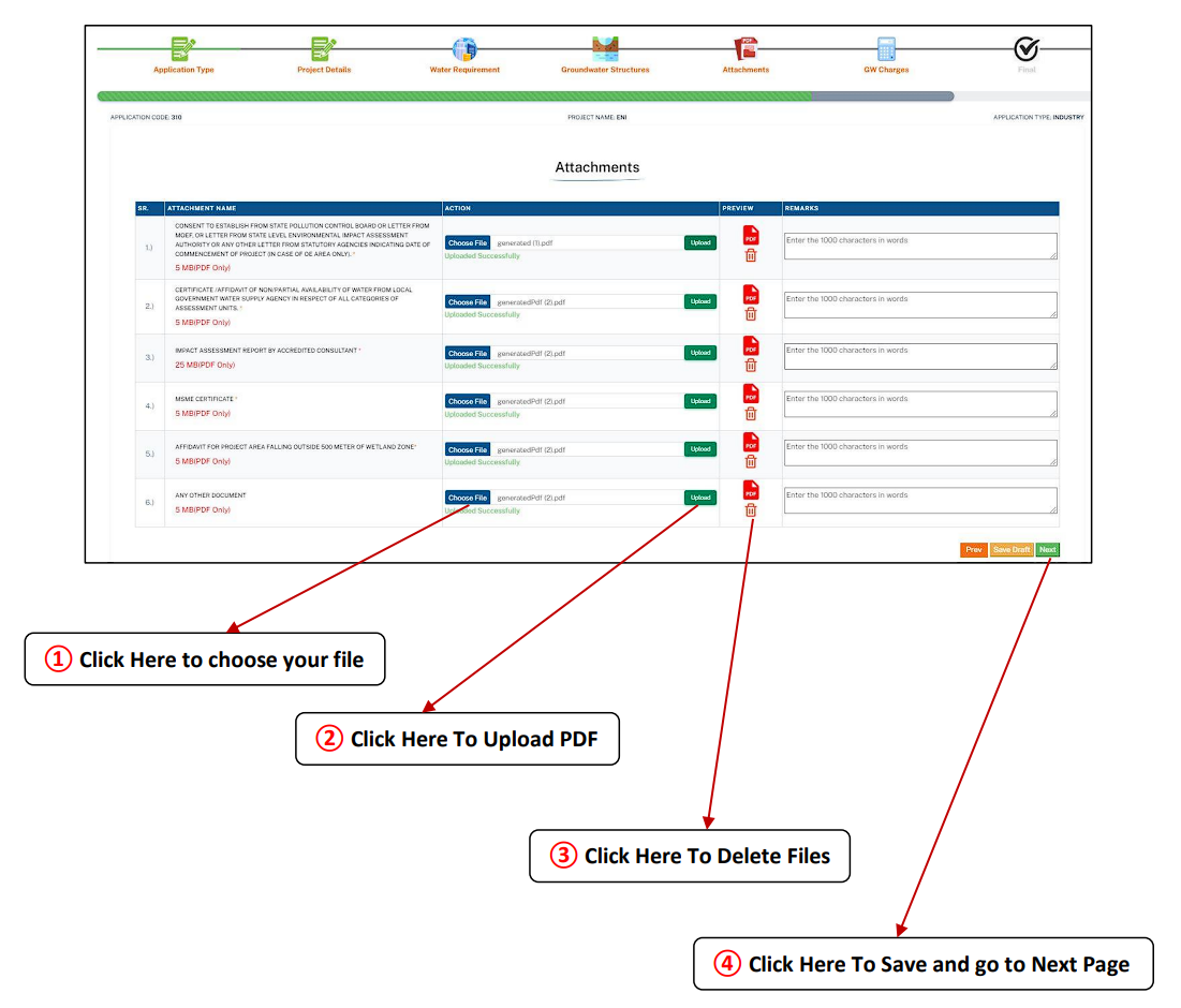 CGWA Document Attachments Page Screenshot