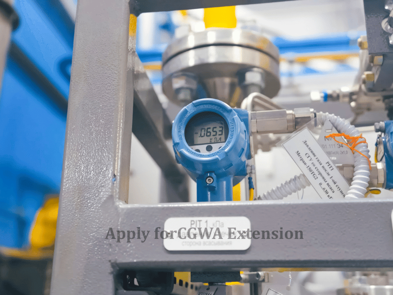 Infographic showing extended validity timeline for an ongoing project's CGWA approval.